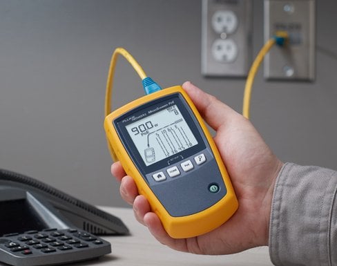 MicroScanner Network Cable Verifier in Use